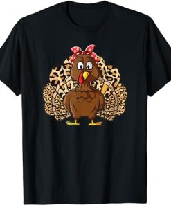 Thanksgiving Leopard Autumn Fall Season T-shirt